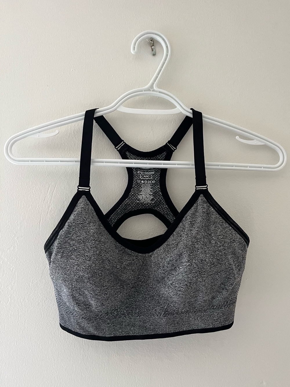 athletic works grey stretch sports bra, adjustable straps, no pads